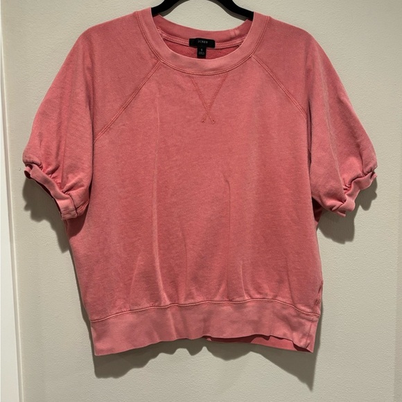 J. Crew Tops - J. Crew Pink Puff Sleeve Sweatshirt Small